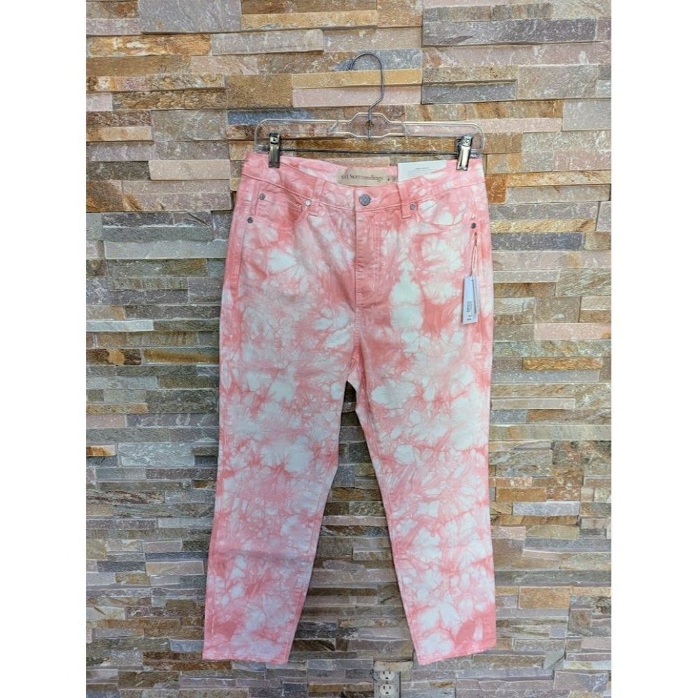 Soft Surroundings Pink Denim Tie Dye High Rise Jeans Size 8 NWT Barbie Romantic